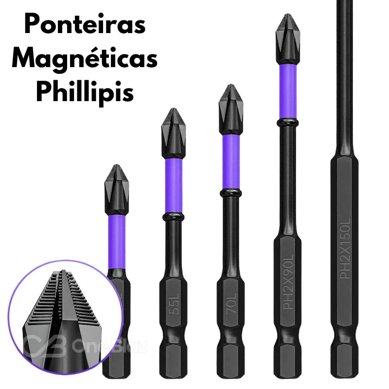 Conjunto de Ponteiras Phillips Magnéticas para Parafusadeira – Precisão e Praticidade
